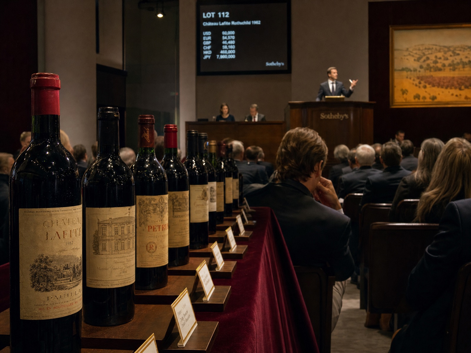 A fine-wine auction in progress